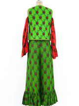 1970's Valentino Ruffled Floral Ensemble Suit arcadeshops.com