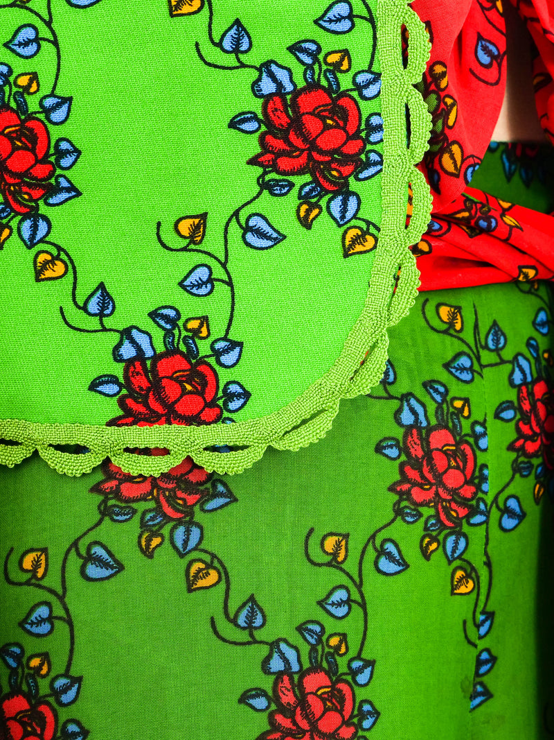 1970's Valentino Ruffled Floral Ensemble Suit arcadeshops.com