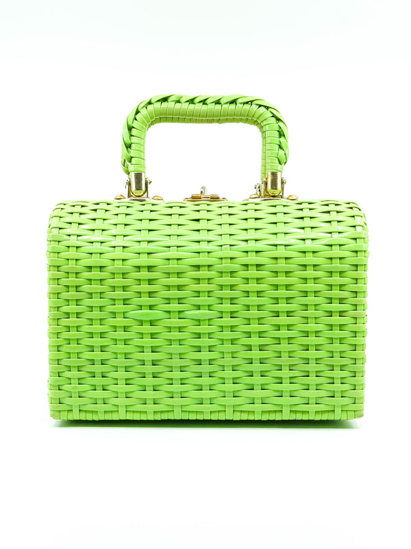 Lime Green Top Handle Basket Bag Accessory arcadeshops.com