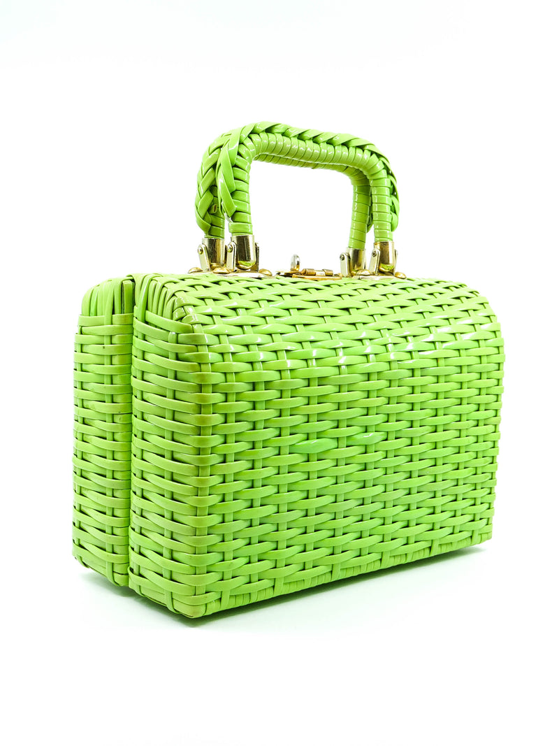 Lime Green Top Handle Basket Bag Accessory arcadeshops.com