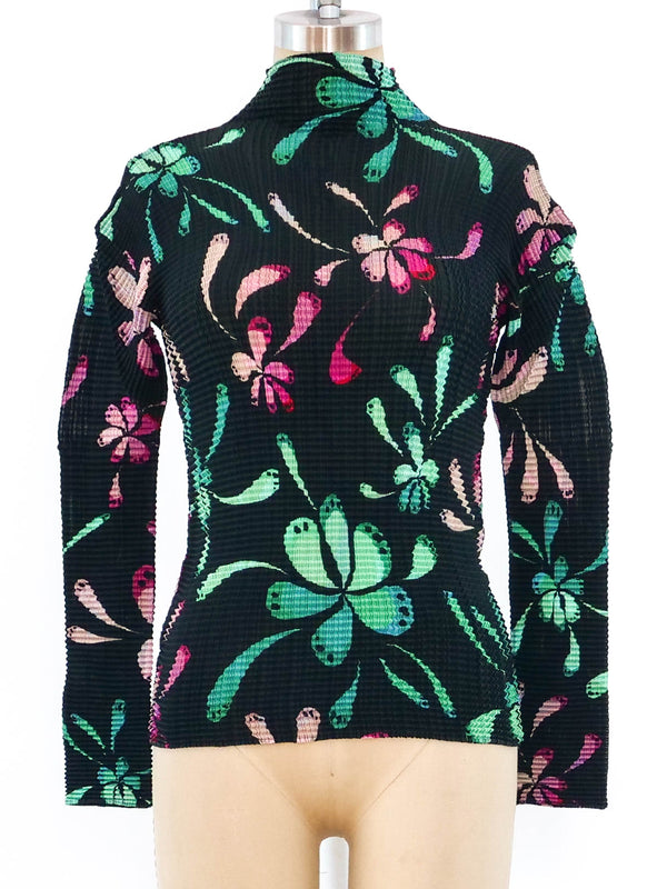 Issey Miyake Floral Pleated Top Top arcadeshops.com