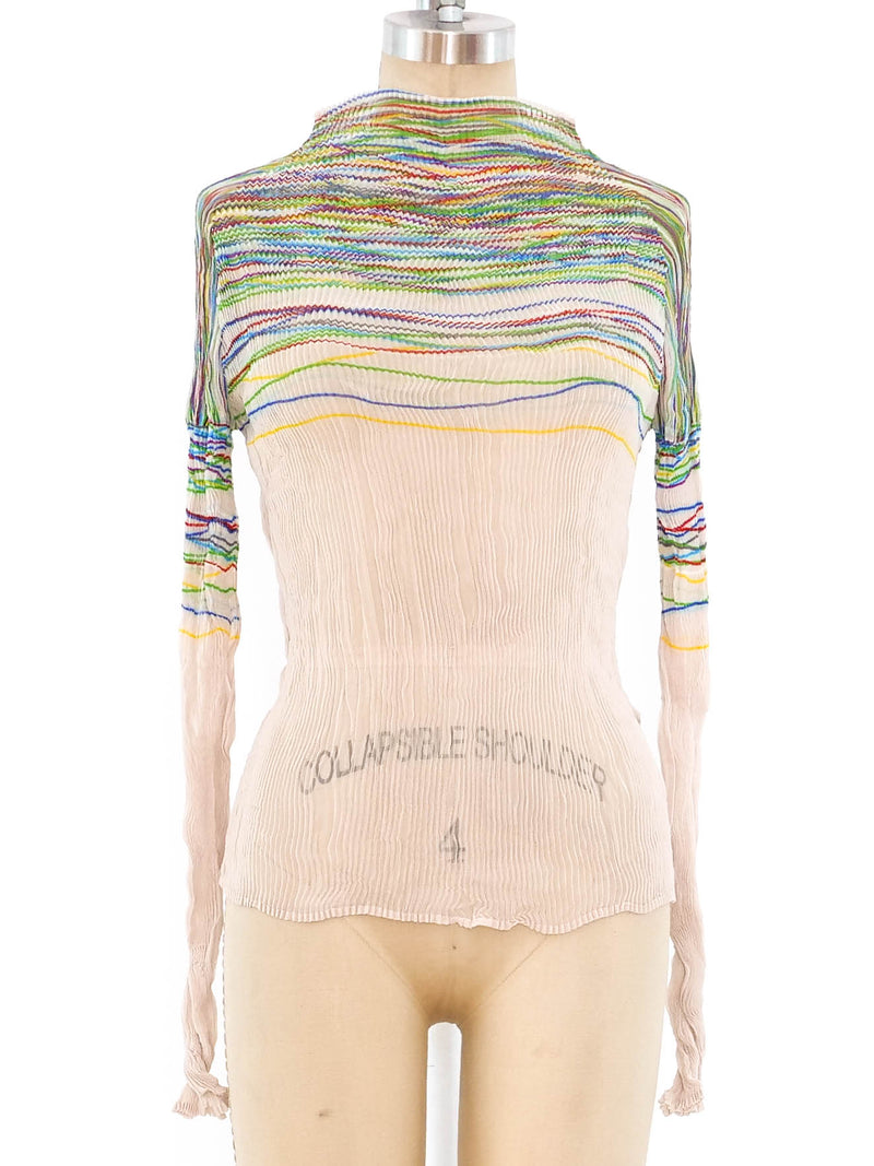 Issey Miyake Rainbow Striped Pleated Top Top arcadeshops.com