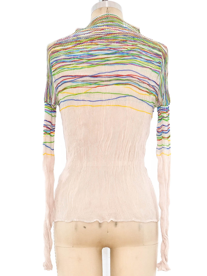 Issey Miyake Rainbow Striped Pleated Top Top arcadeshops.com