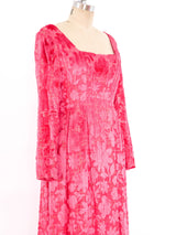 Richilene Pink Velvet Burnout Gown Dress arcadeshops.com
