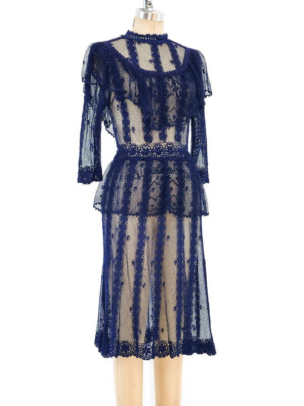 Indigo Crochet Ruffle Dress Dress arcadeshops.com