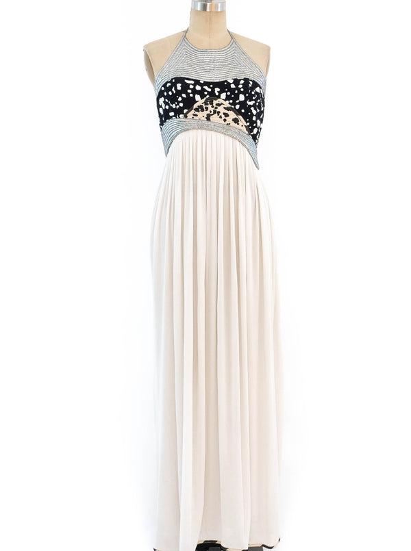 Geoffrey Beene White Jersey Halter Gown Dress arcadeshops.com
