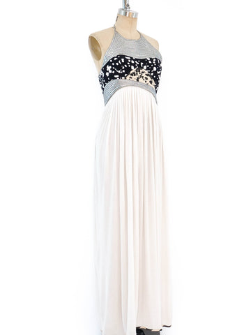 Geoffrey Beene White Jersey Halter Gown