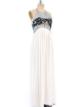 Geoffrey Beene White Jersey Halter Gown Dress arcadeshops.com