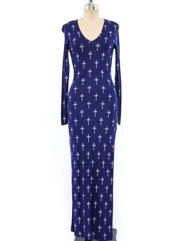 Versus by Gianni Versace Cross Printed Maxi Dress Dress arcadeshops.com