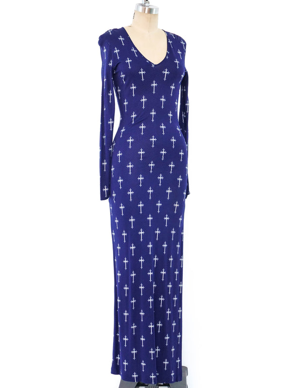 Versus by Gianni Versace Cross Printed Maxi Dress Dress arcadeshops.com
