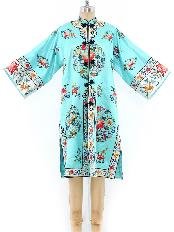 Embroidered Turquoise Silk Chinese Robe Jacket arcadeshops.com