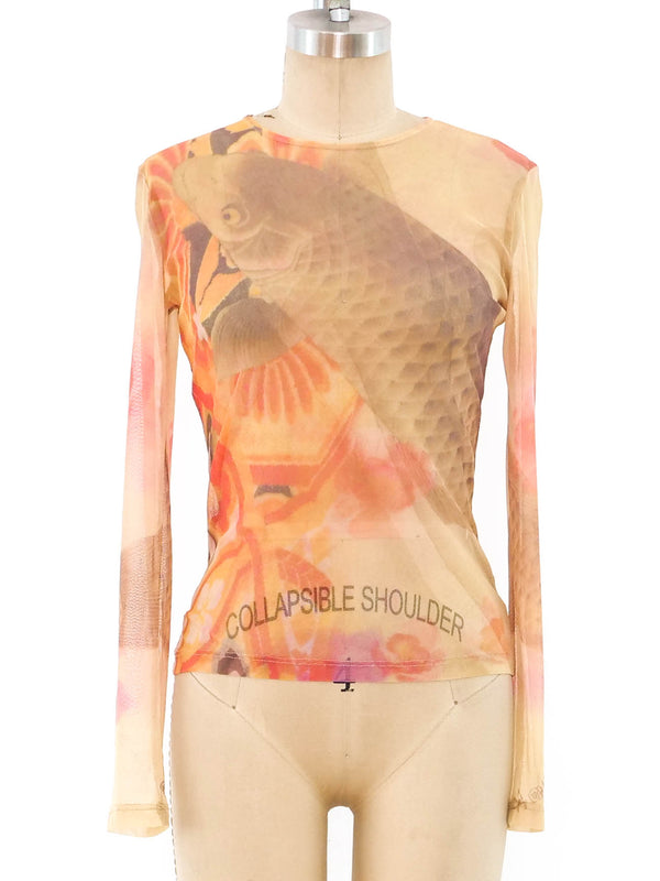 Koi Fish Printed Net Top Top arcadeshops.com