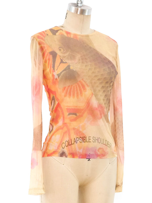 Koi Fish Printed Net Top Top arcadeshops.com