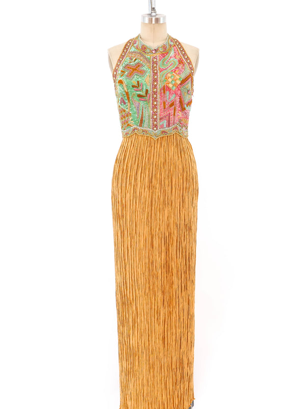 Mary McFadden Embellished Bodice Gown Dress arcadeshops.com