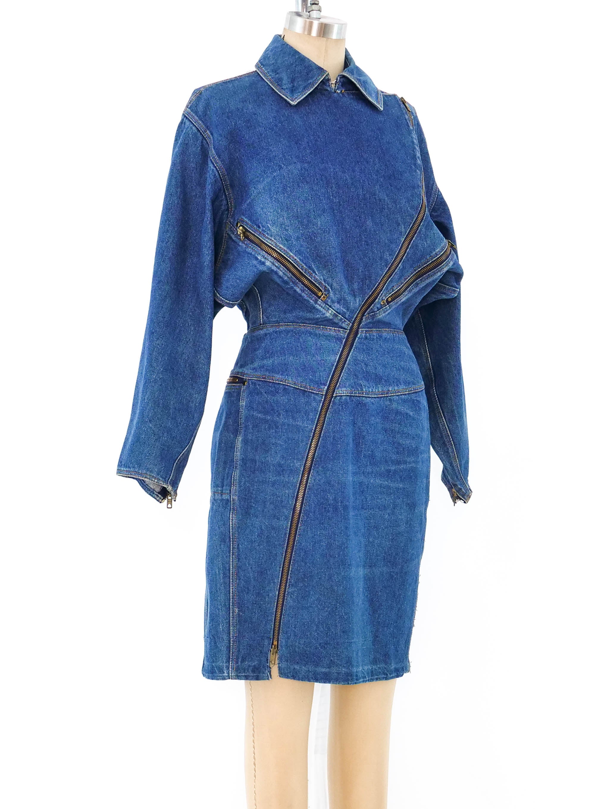 【ALAIA】デニムシャツドレス Alaia Denim Motorcycle Dress
