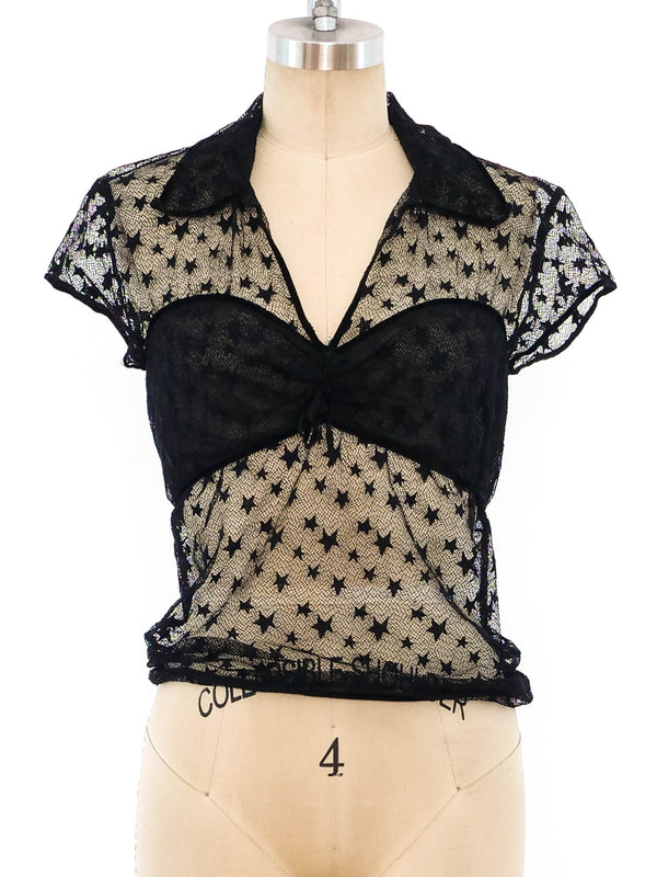 Chanel Black Star Lace Top Top arcadeshops.com