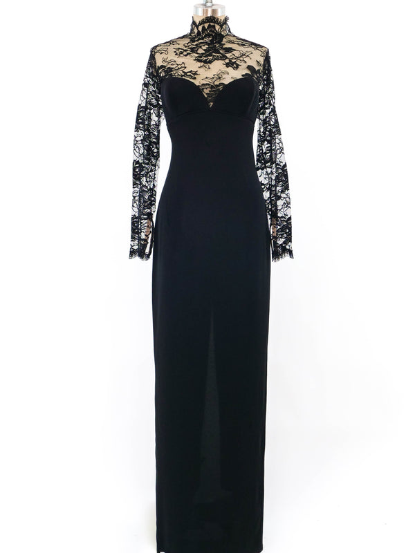 Galanos Lace Trimmed Bustier Gown Dress arcadeshops.com