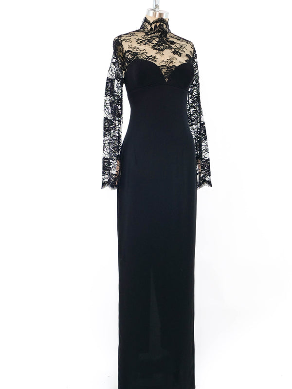 Galanos Lace Trimmed Bustier Gown Dress arcadeshops.com
