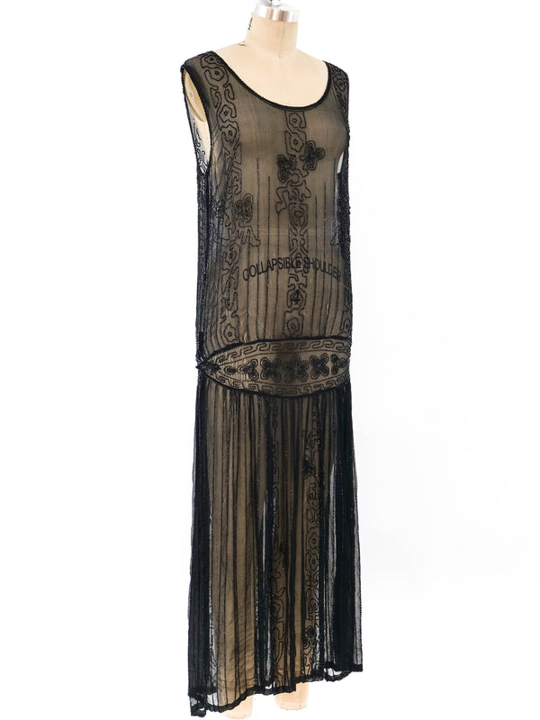 1920's Bead Embellished Silk Chiffon Dress Dress arcadeshops.com