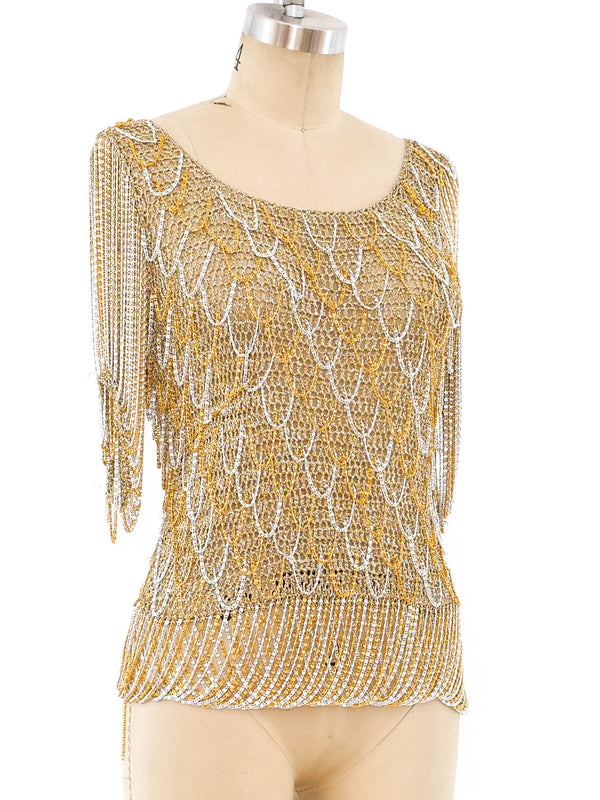 Loris Azzaro Chain Accented Knit Top Top arcadeshops.com