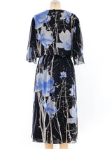 Hanae Mori Floral Print Silk Chiffon Dress Dress arcadeshops.com