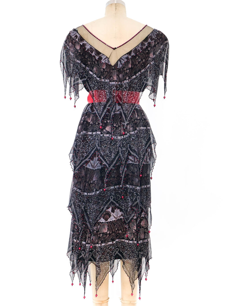 Zandra Rhodes Printed Silk Tiered Dress Dress arcadeshops.com