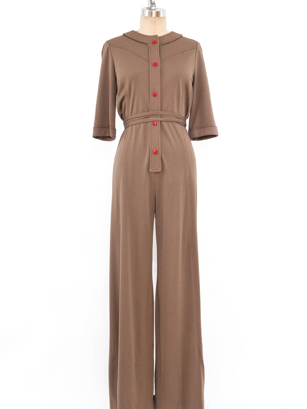 Stephen Burrows Taupe Jersey Jumpsuit Suit arcadeshops.com