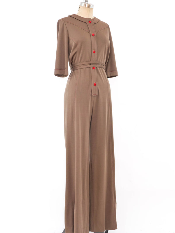 Stephen Burrows Taupe Jersey Jumpsuit Suit arcadeshops.com