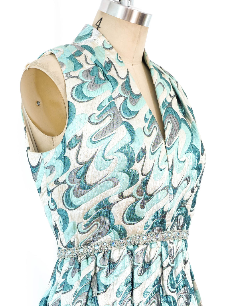 1960's Swirl Brocade Sleeveless Dress Dress arcadeshops.com