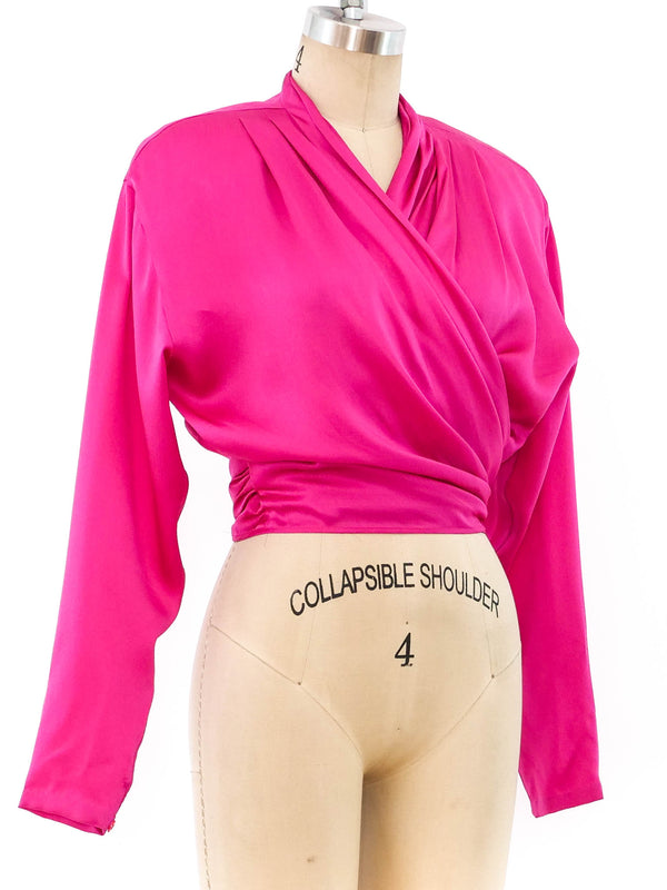 Krizia Fuchsia Silk Wrap Top Top arcadeshops.com