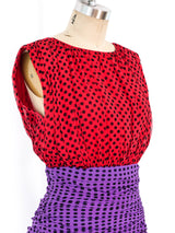 Colorblock Polka Dot Dress Dress arcadeshops.com