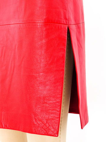 Versus Gianni Versace Red Leather Apron Dress