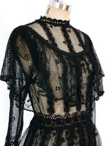 Black Crochet Ruffle Dress Dress arcadeshops.com