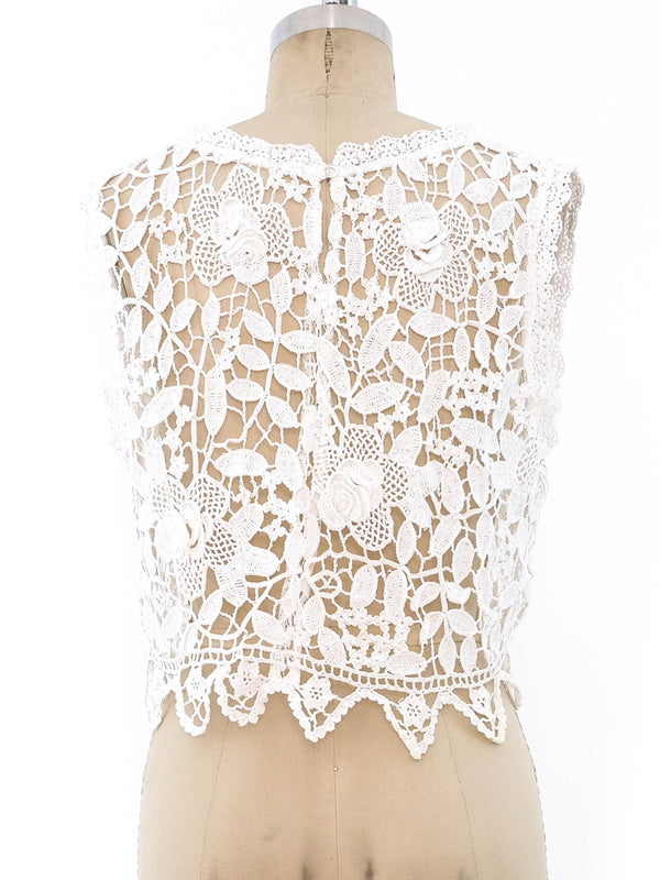 White Floral Crochet Crop Top Top arcadeshops.com