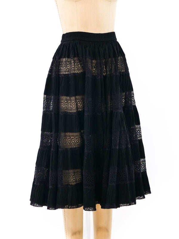 Pintuck and Lace Banded Circle Skirt Bottom arcadeshops.com