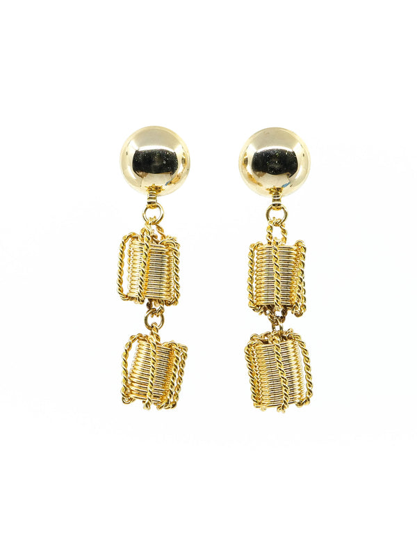 Coiled Barrel Drop Earrings Accessory arcadeshops.com