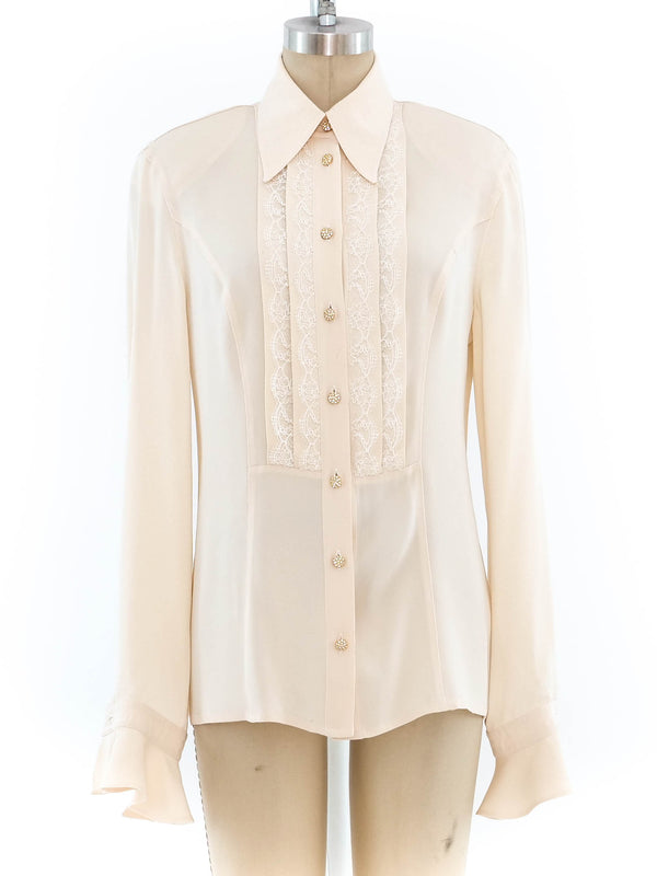 Escada Ivory Tuxedo Shirt Top arcadeshops.com