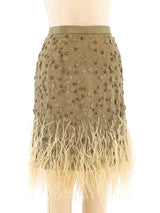 Bill Blass Feather Embellished Skirt Bottom arcadeshops.com