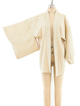 Printed Ivory Silk Haori Kimono Jacket arcadeshops.com