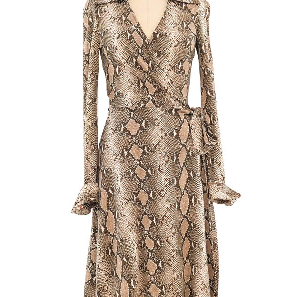 Diane Von Furstenberg Snake Print Wrap Dress
