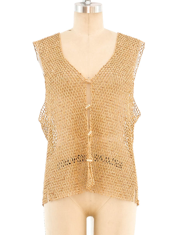 Bamboo Bead Crochet Vest Jacket arcadeshops.com