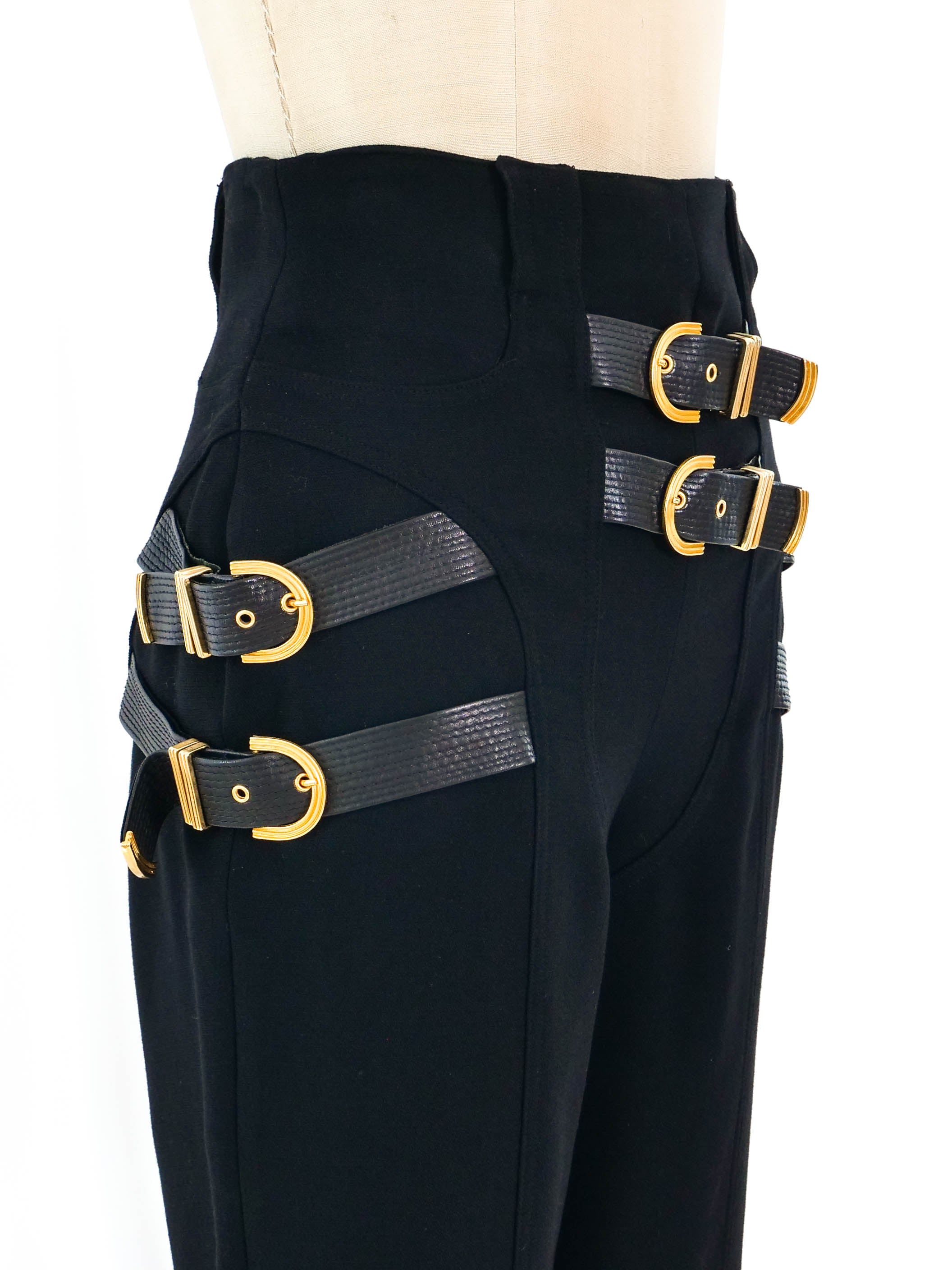 パンツ GLAMOROUS Bondage belt pants Gothic Dead Bondage Pant Black Punk Buckle Zips Chain Strap