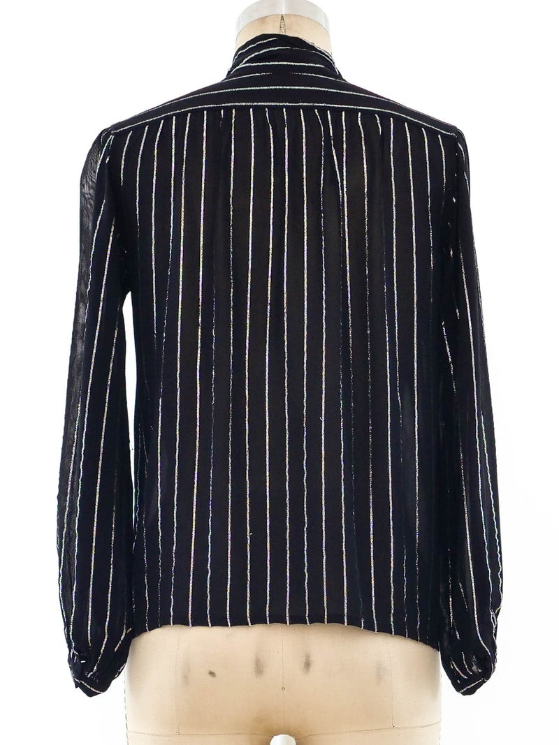 Yves Saint Laurent Silver Striped Top Top arcadeshops.com