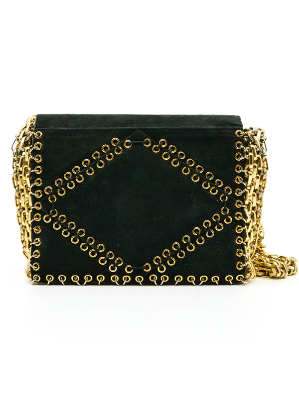 Patchwork Suede Chainmail Accented Shoulder Bag Accessory arcadeshops.com