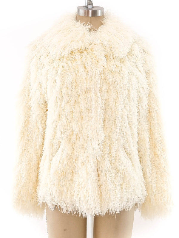 Ivory Yarn Shag Jacket Jacket arcadeshops.com
