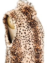 Cheetah Printed Fur Vest Jacket arcadeshops.com