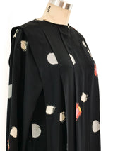Abstract Dot Printed Pleated Silk Dress Dress arcadeshops.com