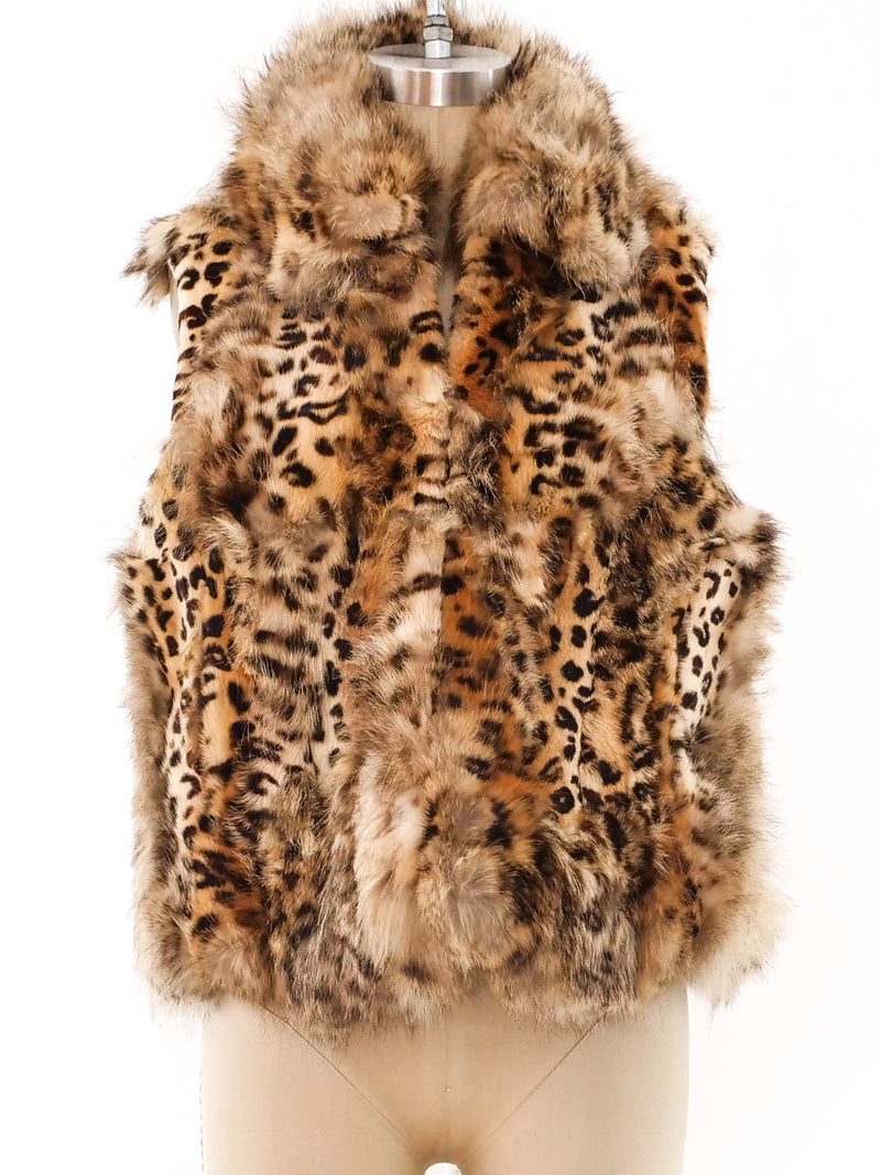 Leopard Printed Fur Vest Jacket arcadeshops.com