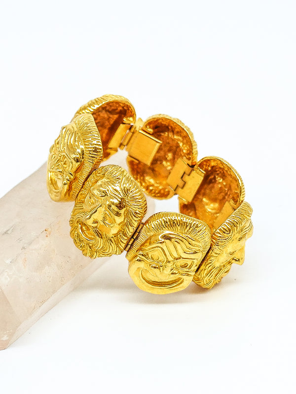 Goldtone Mask Bracelet Jewelry arcadeshops.com