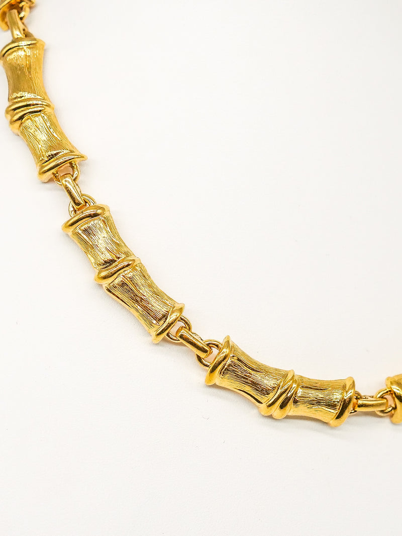 Goldtone Bamboo Collar Necklace Jewelry arcadeshops.com
